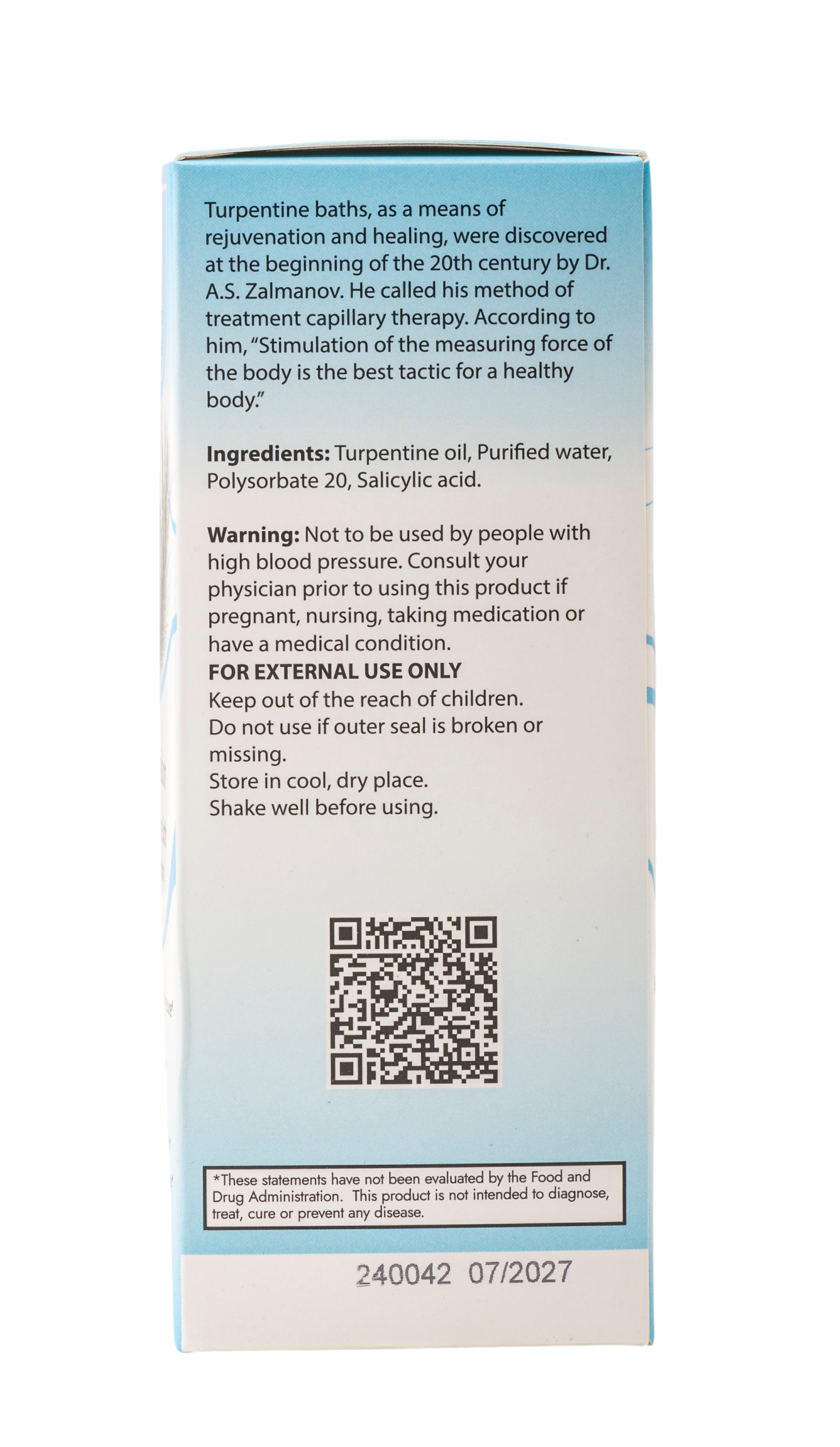 White Turpentine Rejuvenating Bath Emulsion by Dr. Zalmanov