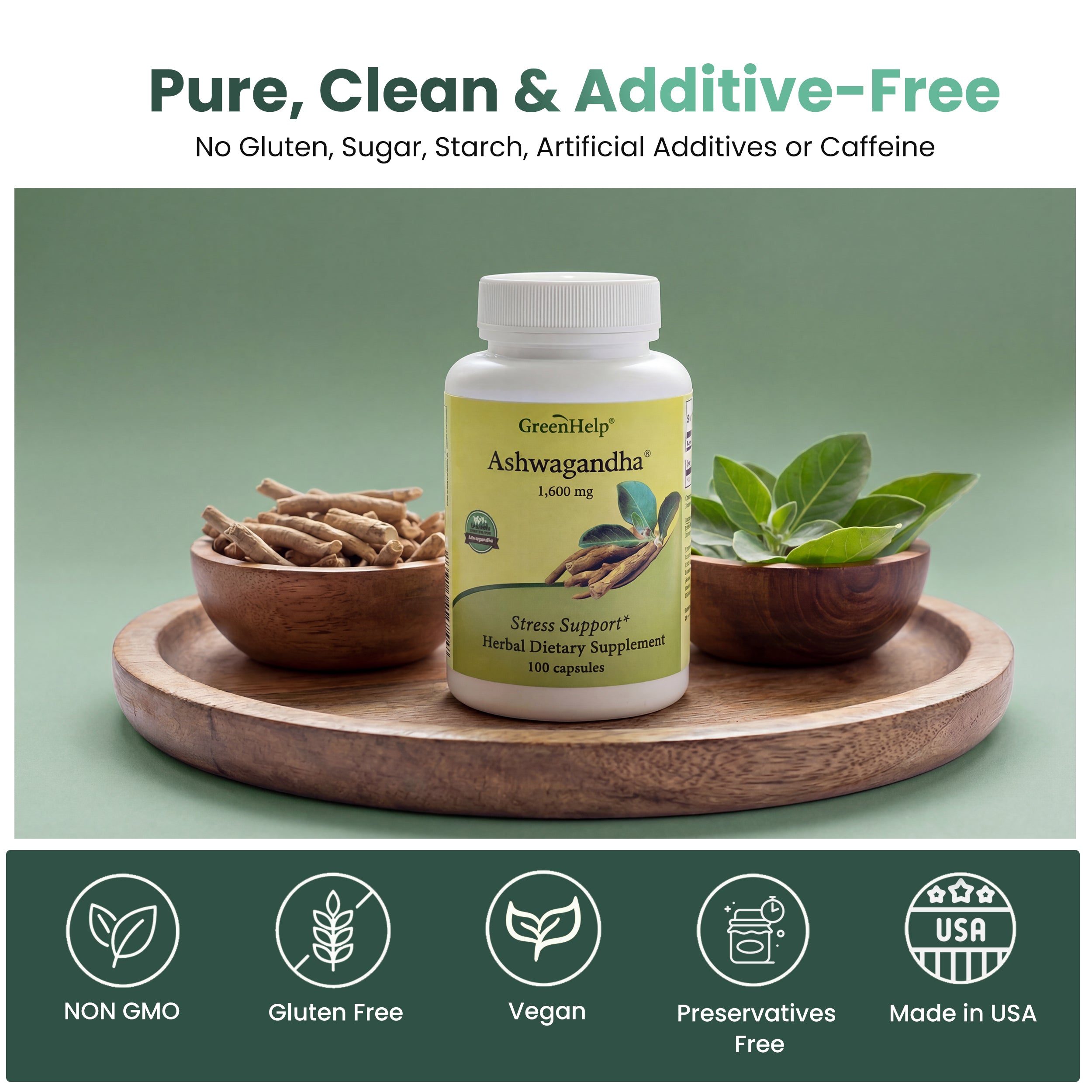 Ashwagandha Capsules - 100 Capsules - Natural Adaptogen for Stress Relief, Sleep Support & Cognitive Function