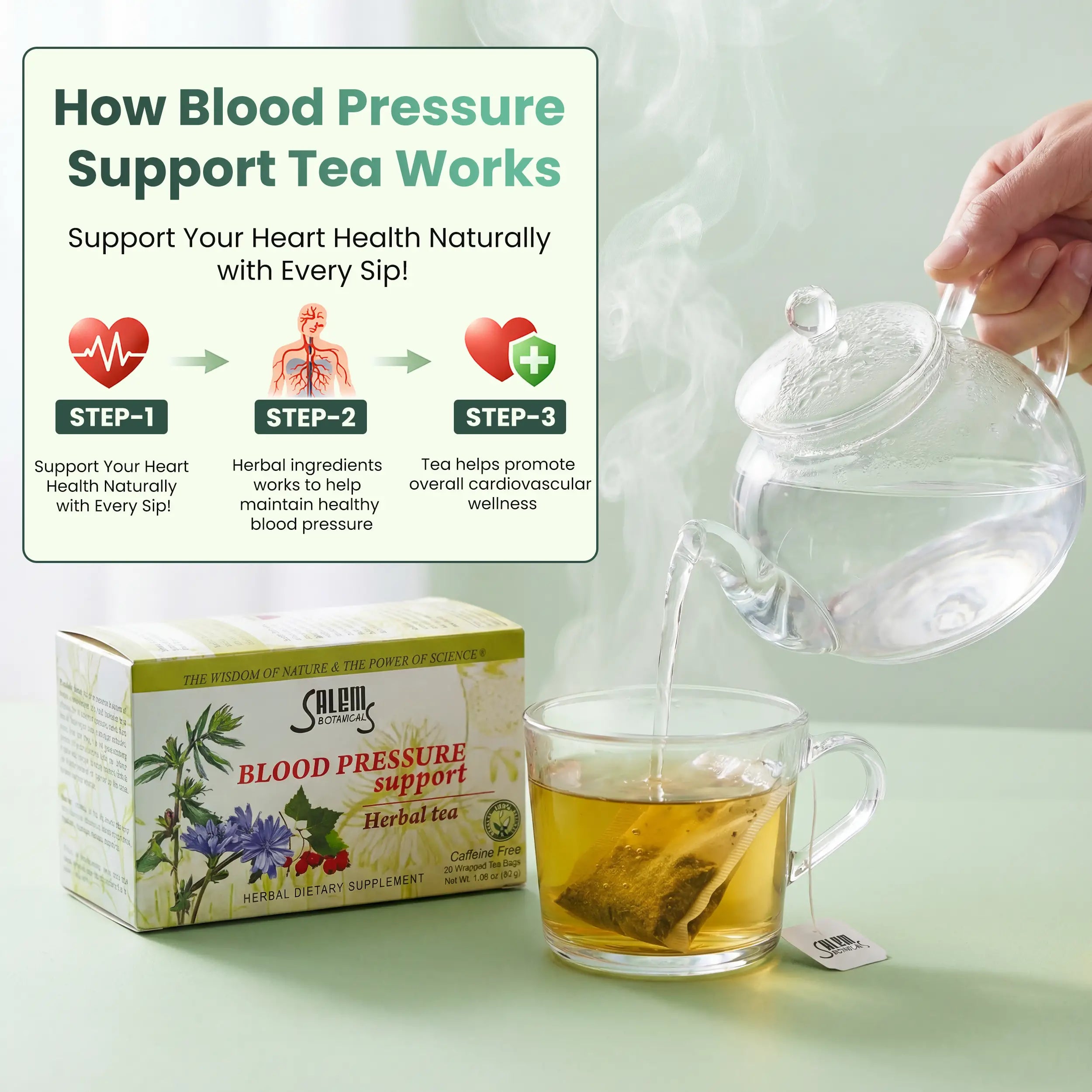 Blood Pressure Support Tea - 20 Tea Bags - Herbal Tea for Cardiovascular & Circulatory Support