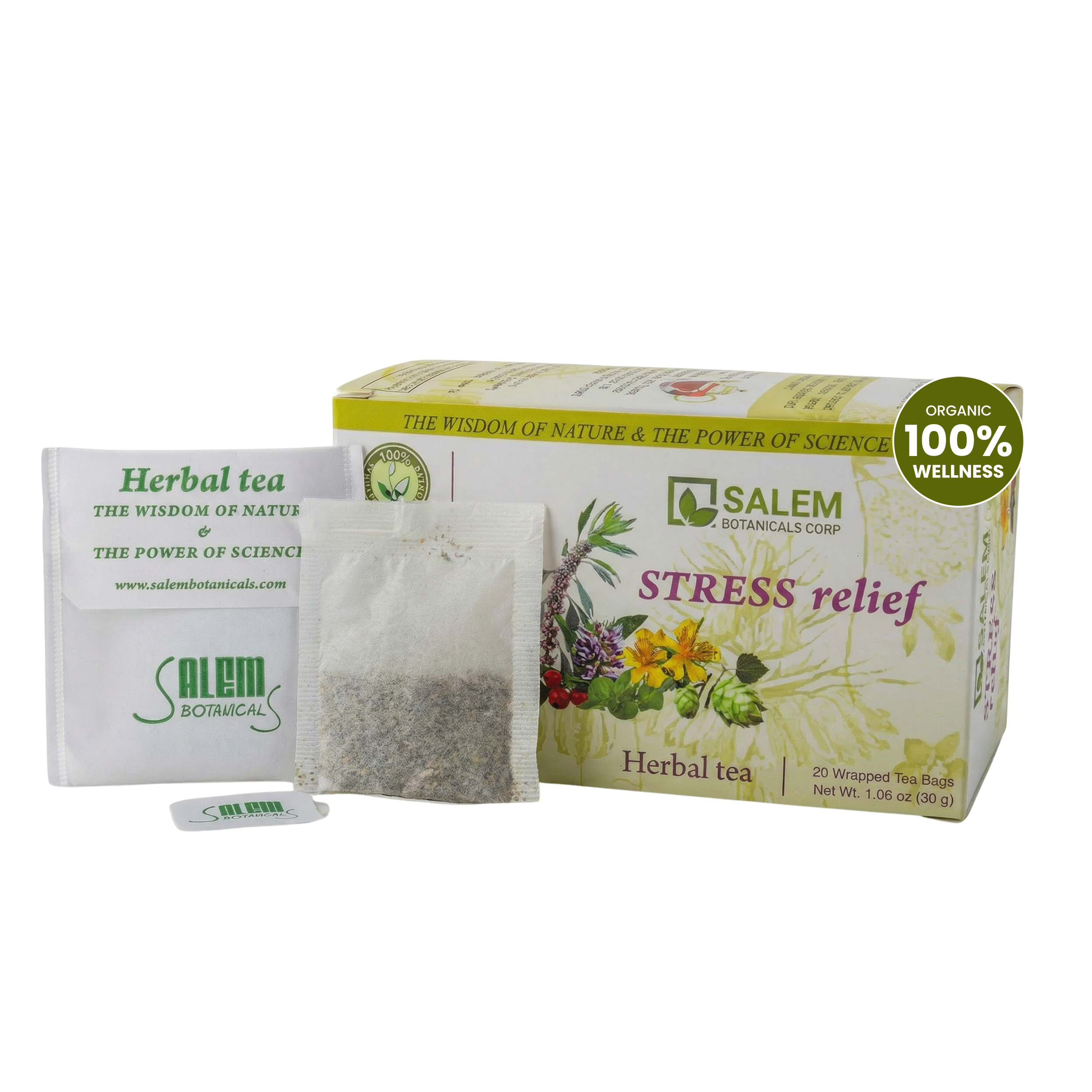 Stress Relief Tea - 20 Tea Bags - Herbal Tea for Calm Mood & Nervous System Balance Support
