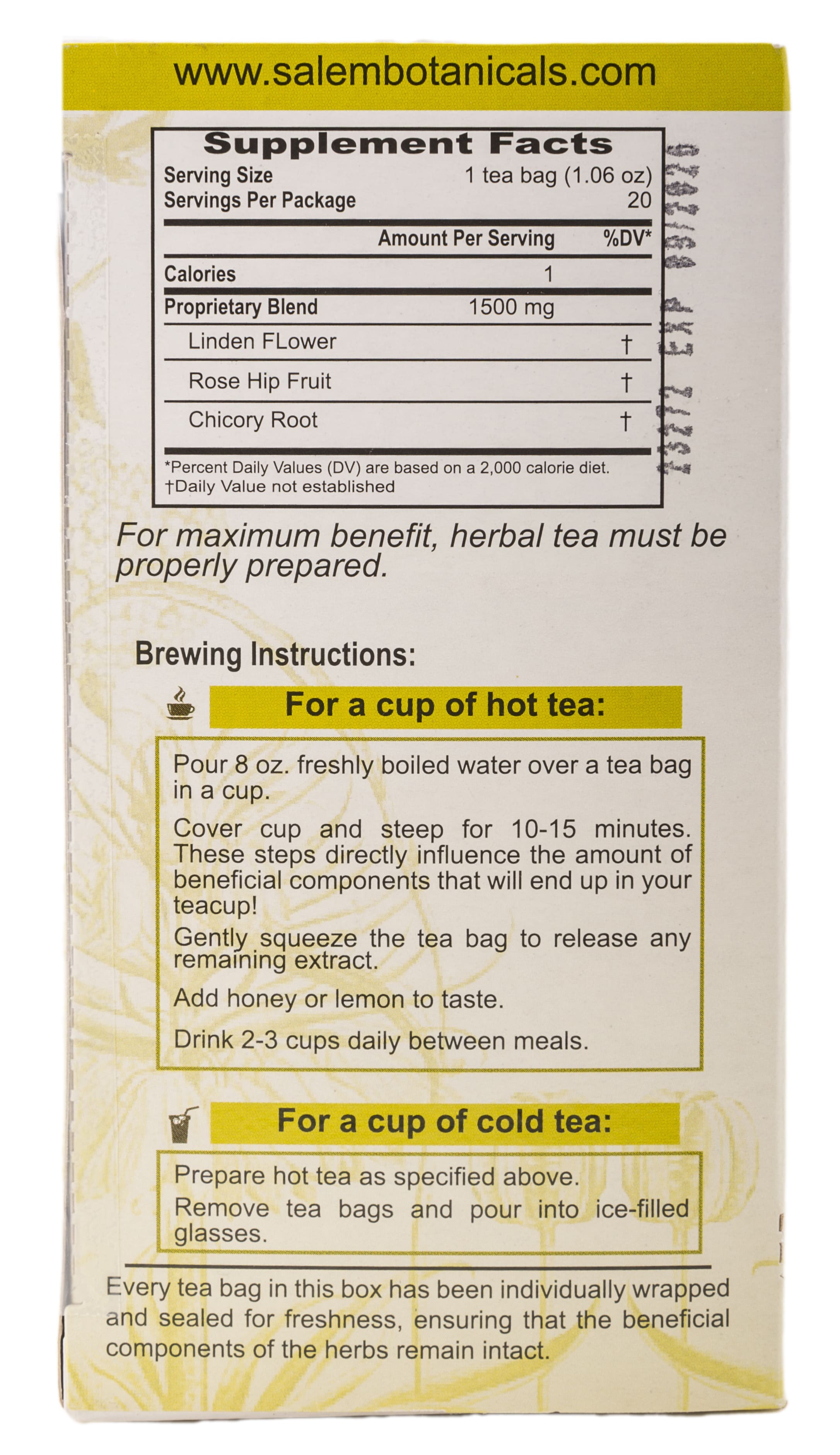 Linden Tea - Single Pack of 20 Tea Bags