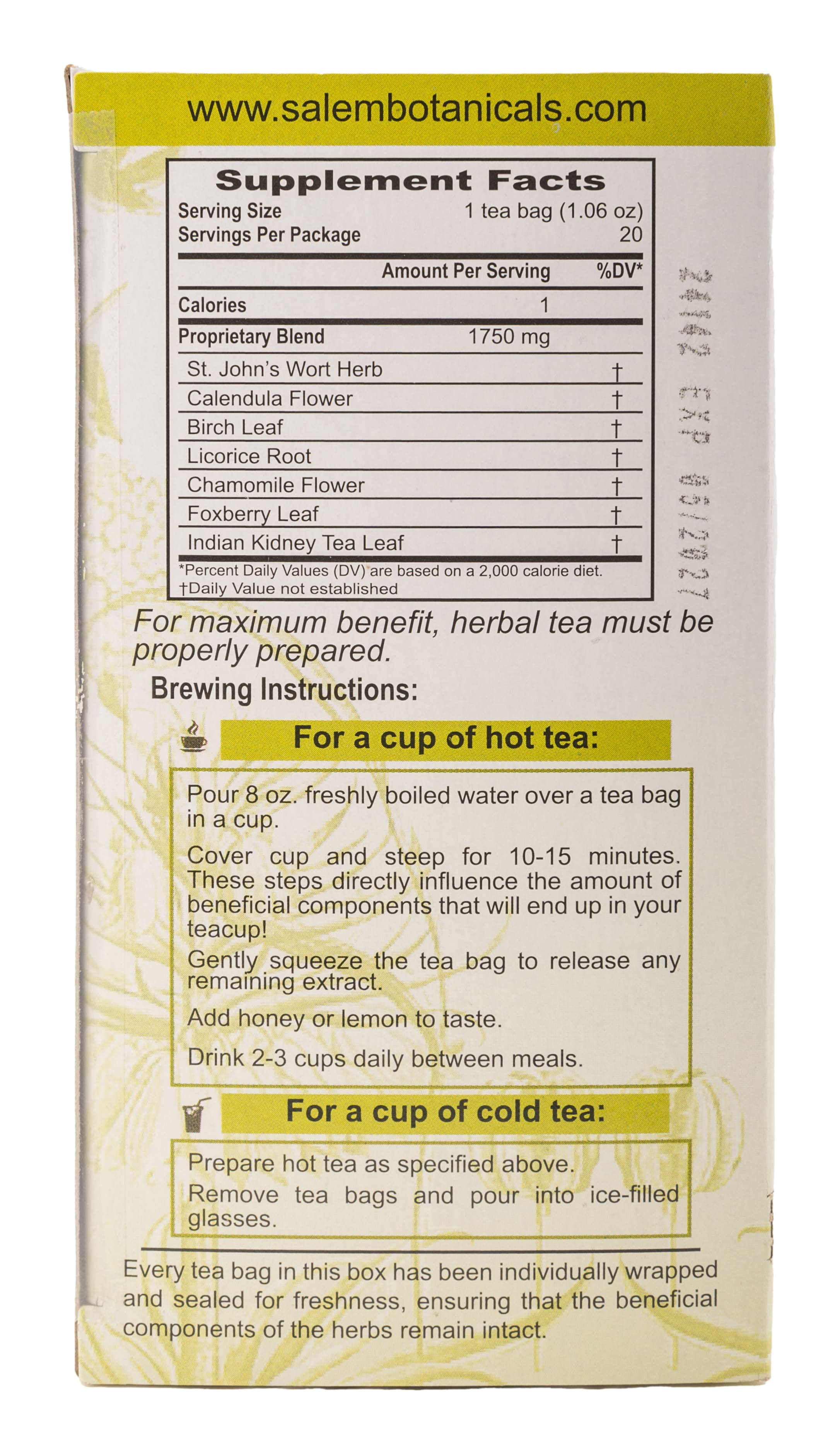 Water Balance Tea - Single Pack of 20 Tea Bags