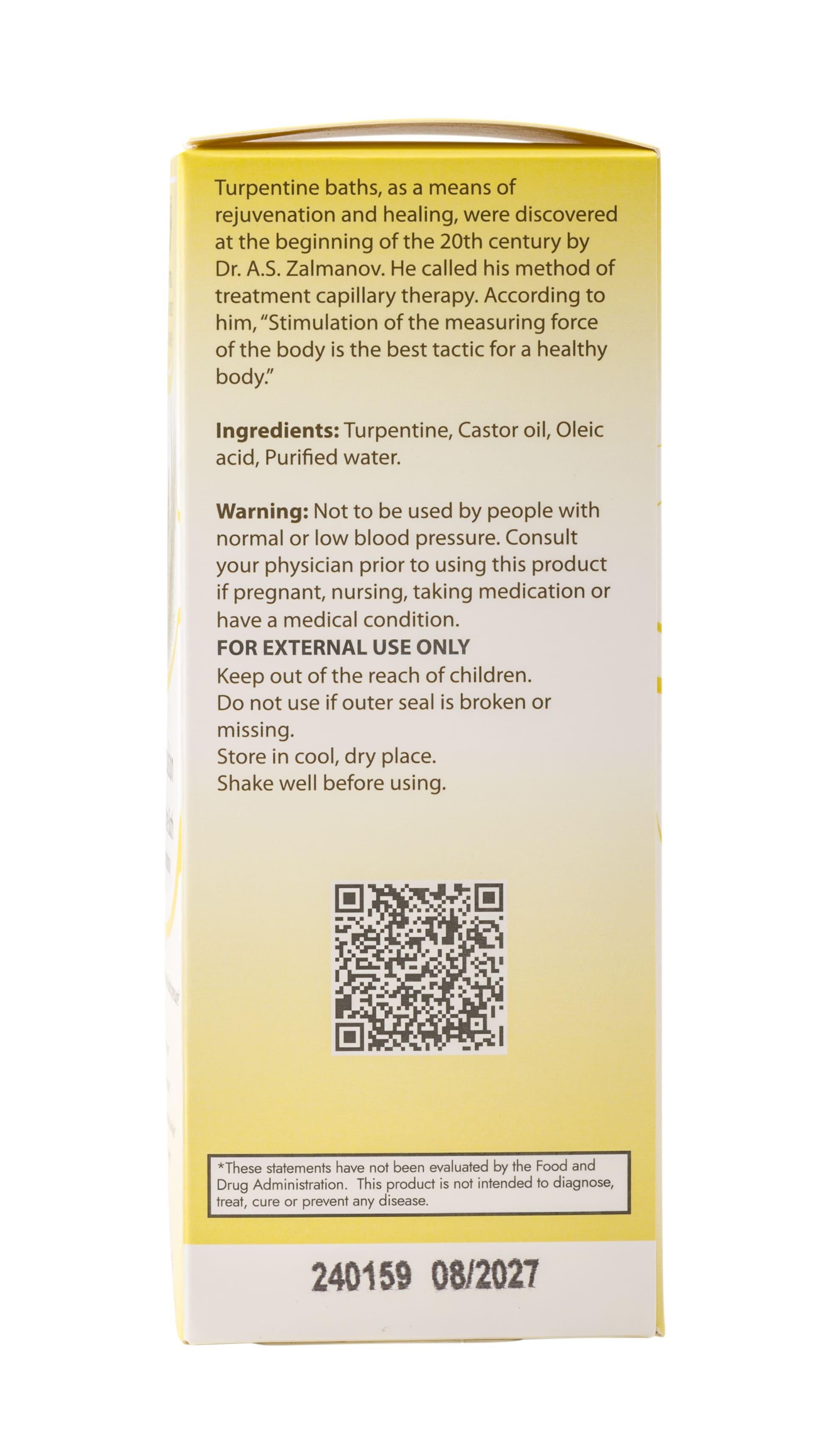 Yellow Turpentine Rejuvenating Bath Emulsion by Dr. Zalmanov