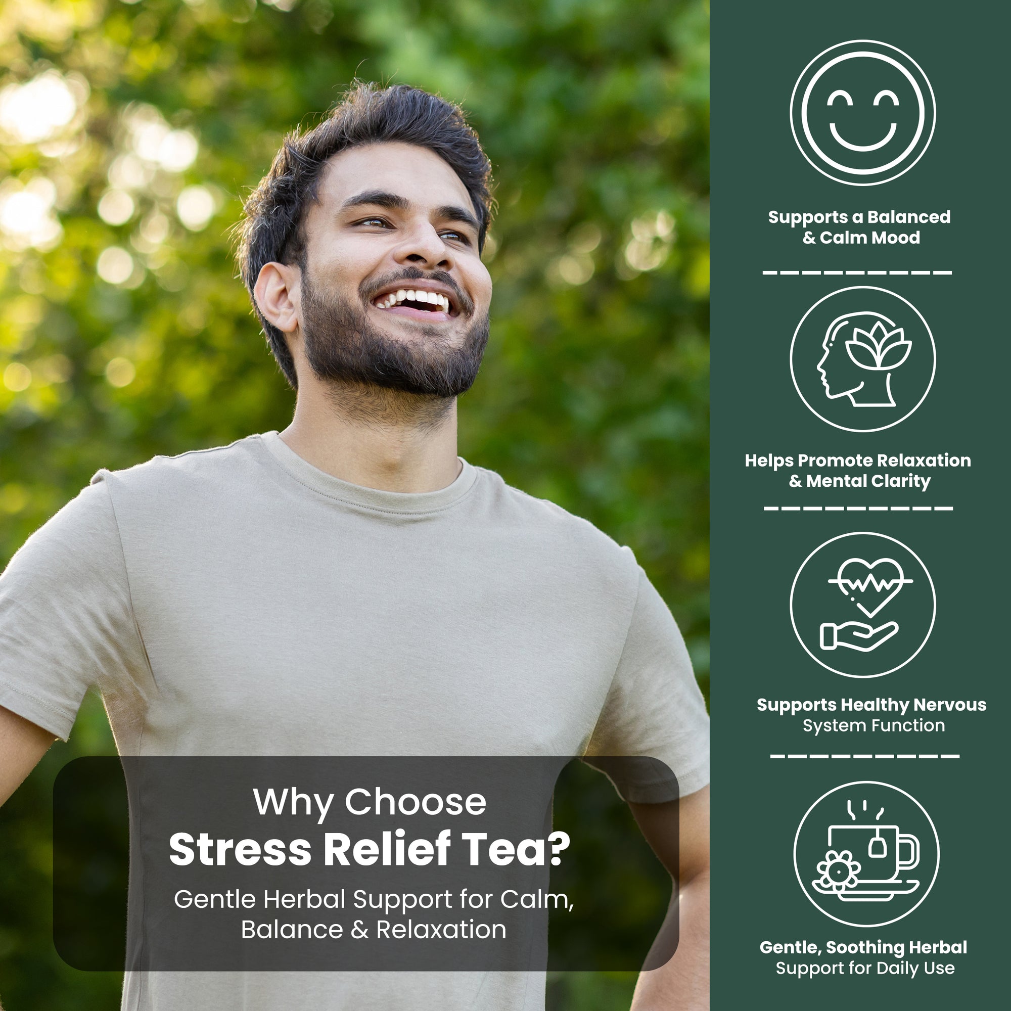 Stress Relief Tea - 20 Tea Bags - Herbal Tea for Calm Mood & Nervous System Balance Support