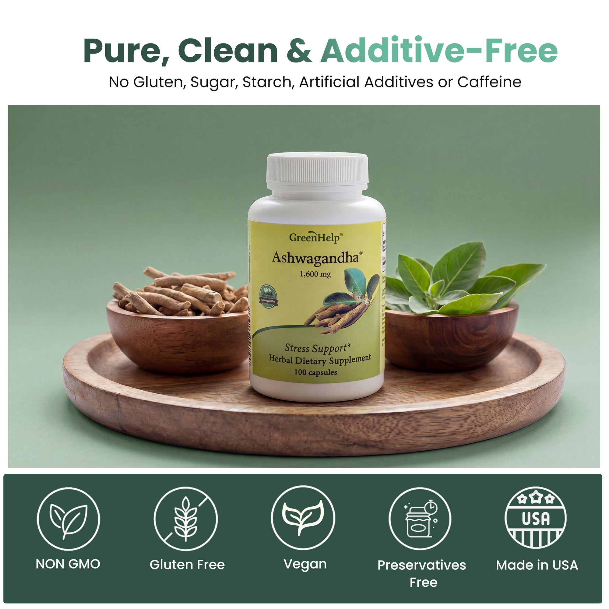 Ashwagandha Capsules - 100 Capsules - Natural Adaptogen for Stress Relief, Sleep Support & Cognitive Function