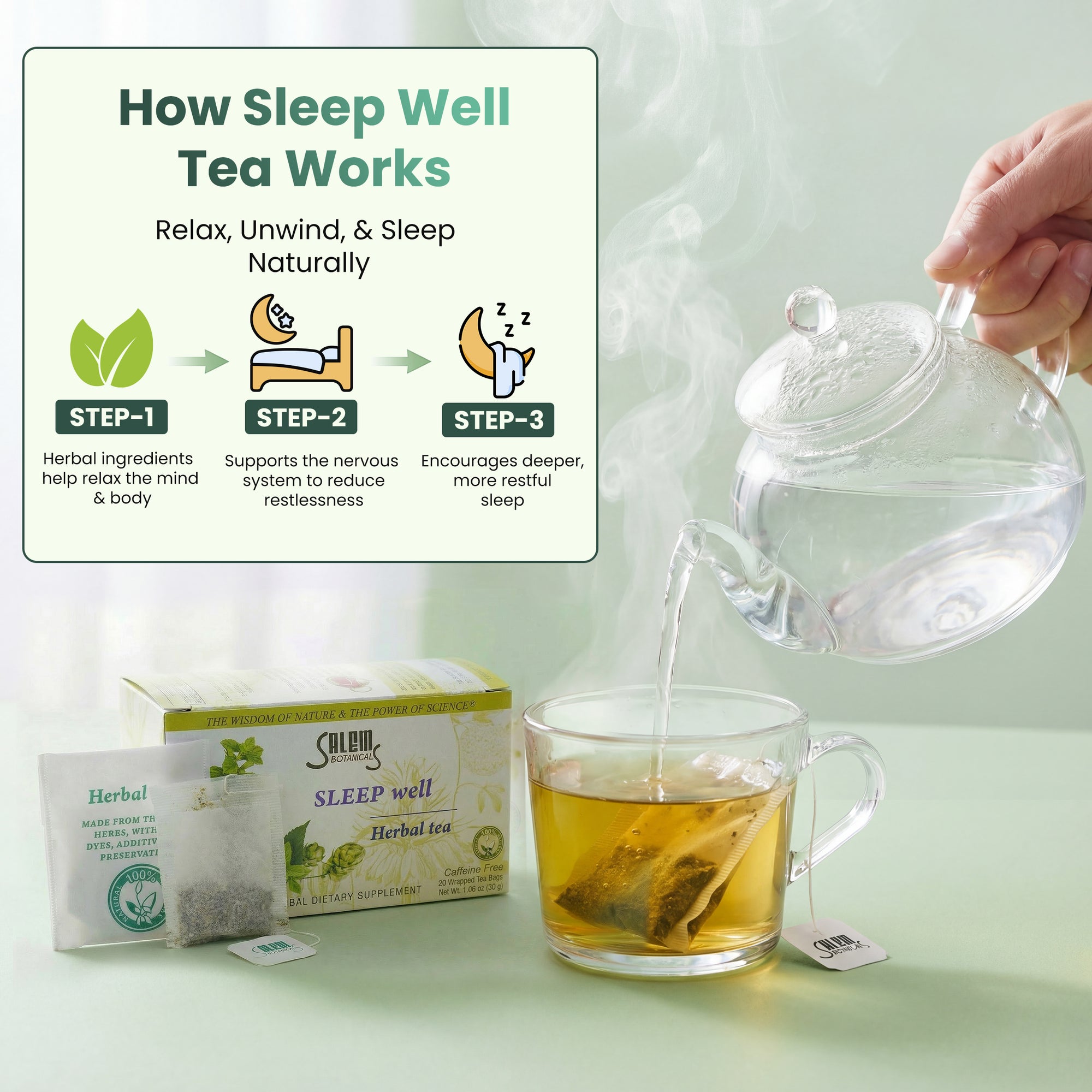 Sleep Well Tea - 20 Tea Bags - Herbal Tea for Relaxation & Restful Sleep Support