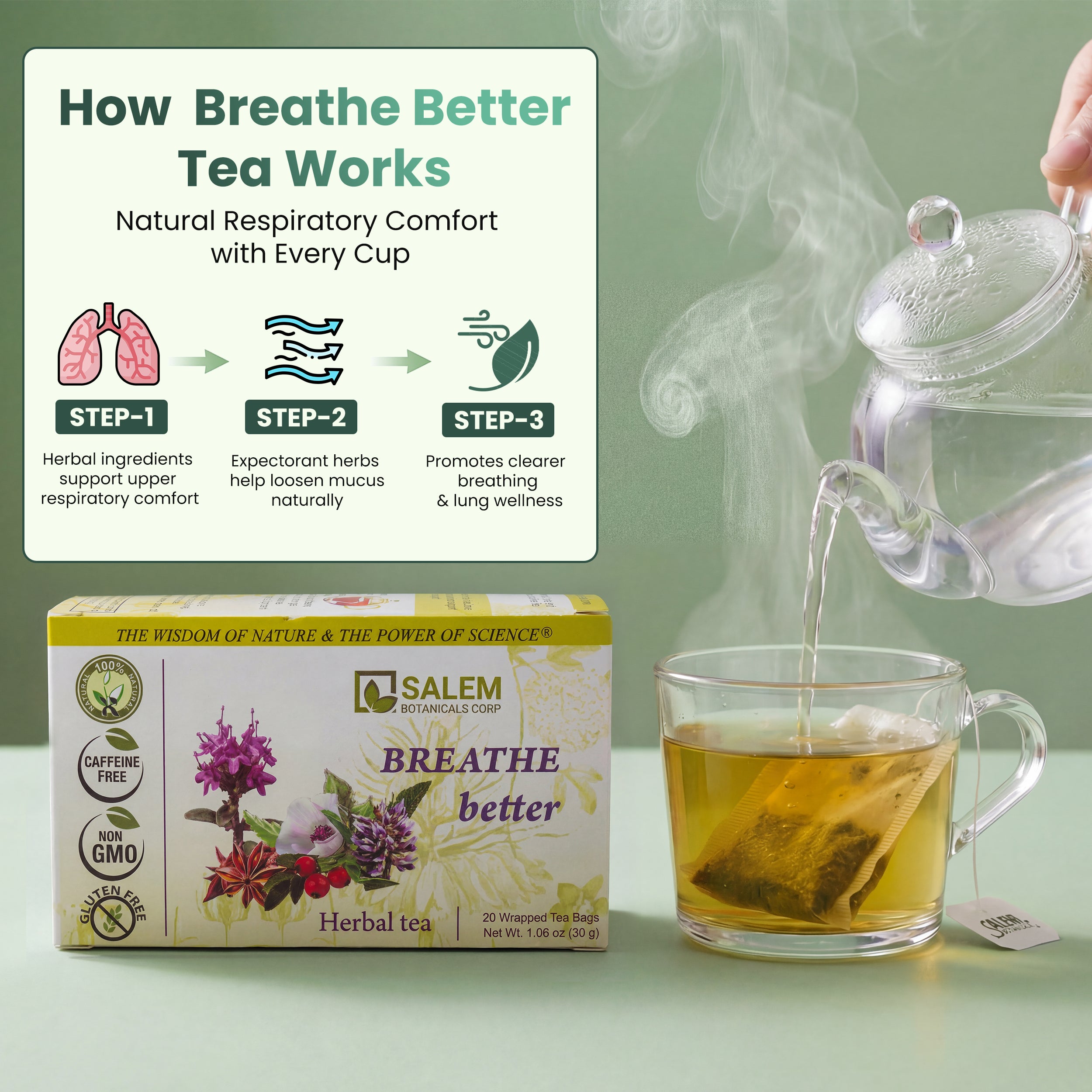 Breathe Better Tea - 20 Tea Bags - Herbal Tea For Respiratory & Lung Support