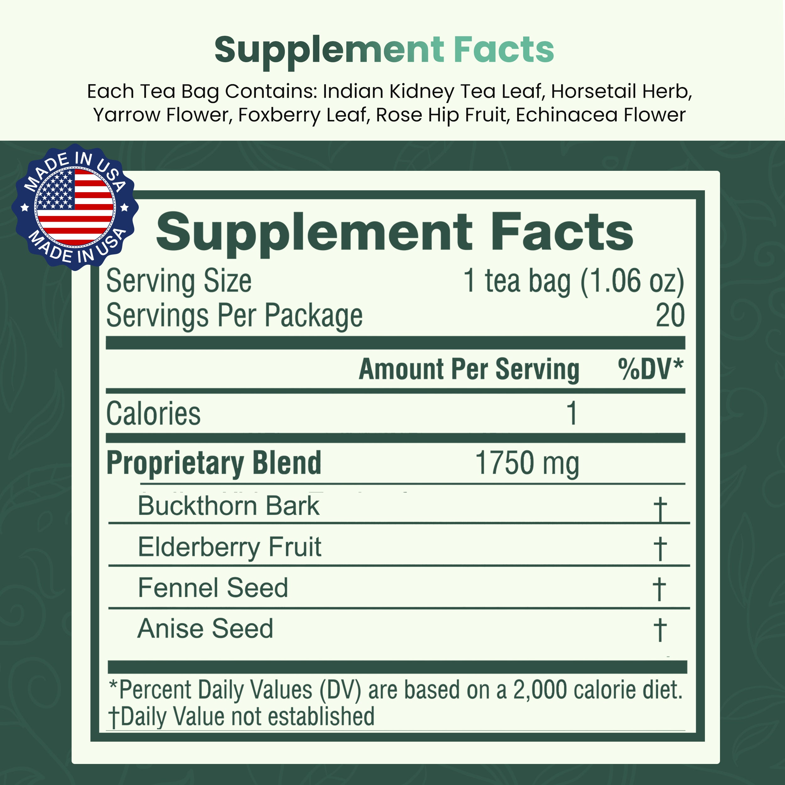 Cleanse Well Tea - 20 Tea Bags - Herbal Tea for Digestive Health & Gentle Detox