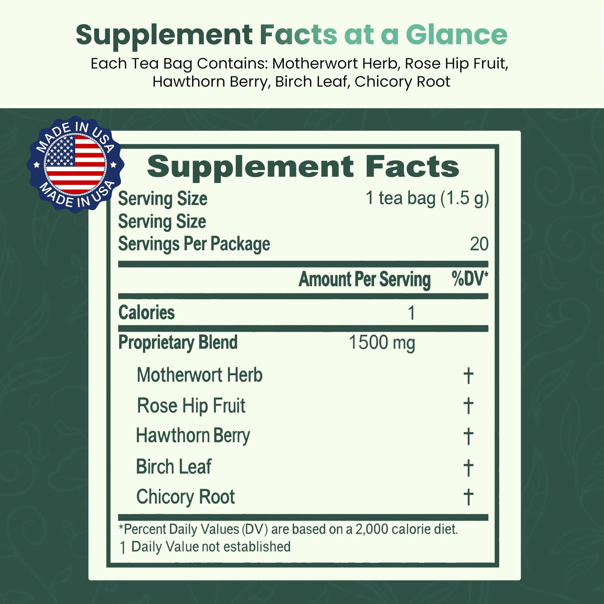 Blood Pressure Support Tea - 20 Tea Bags - Herbal Tea for Cardiovascular & Circulatory Support