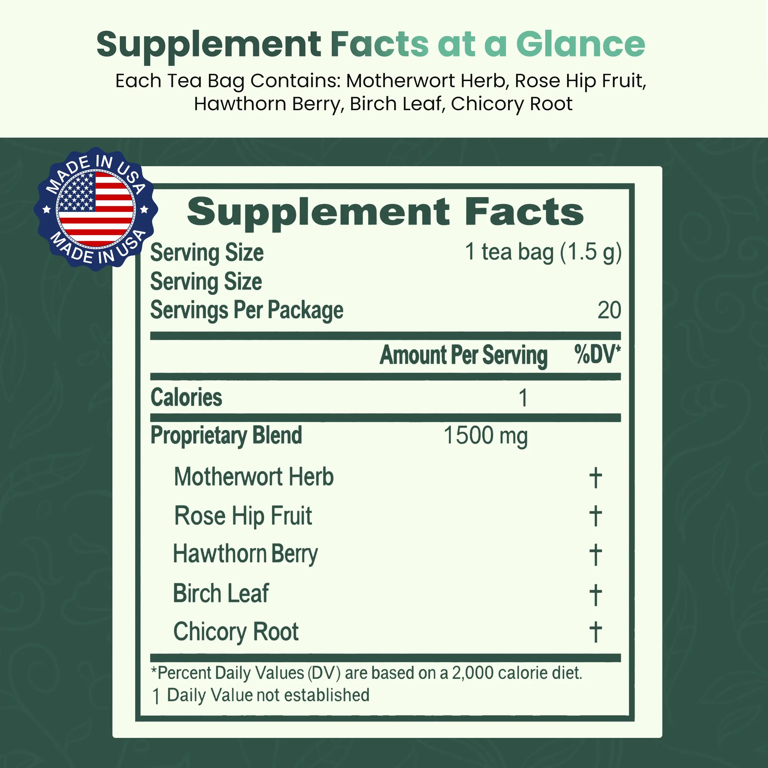 Blood Pressure Support Tea - 20 Tea Bags - Herbal Tea for Cardiovascular & Circulatory Support