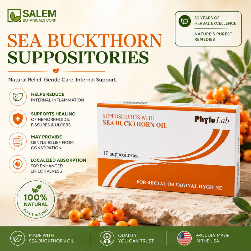 Sea Buckthorn Suppositories -  10 Suppositories - Natural Remedy for Hemorrhoid Relief, Tissue Healing & Inflammation Reduction