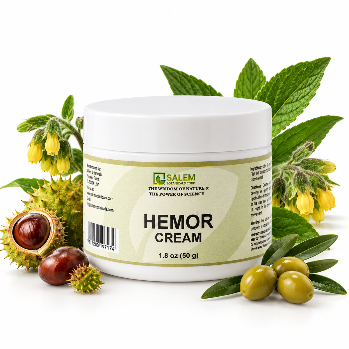 Hemor Cream - 1.8 oz Jar - Herbal Soothing Cream for Rectal Discomfort & Relief