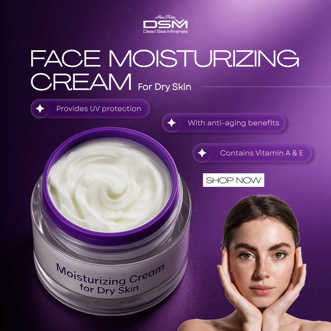 Face Moisturizing Cream for Dry Skin with Dead Sea Minerals, Vitamins A & E & UV Filters