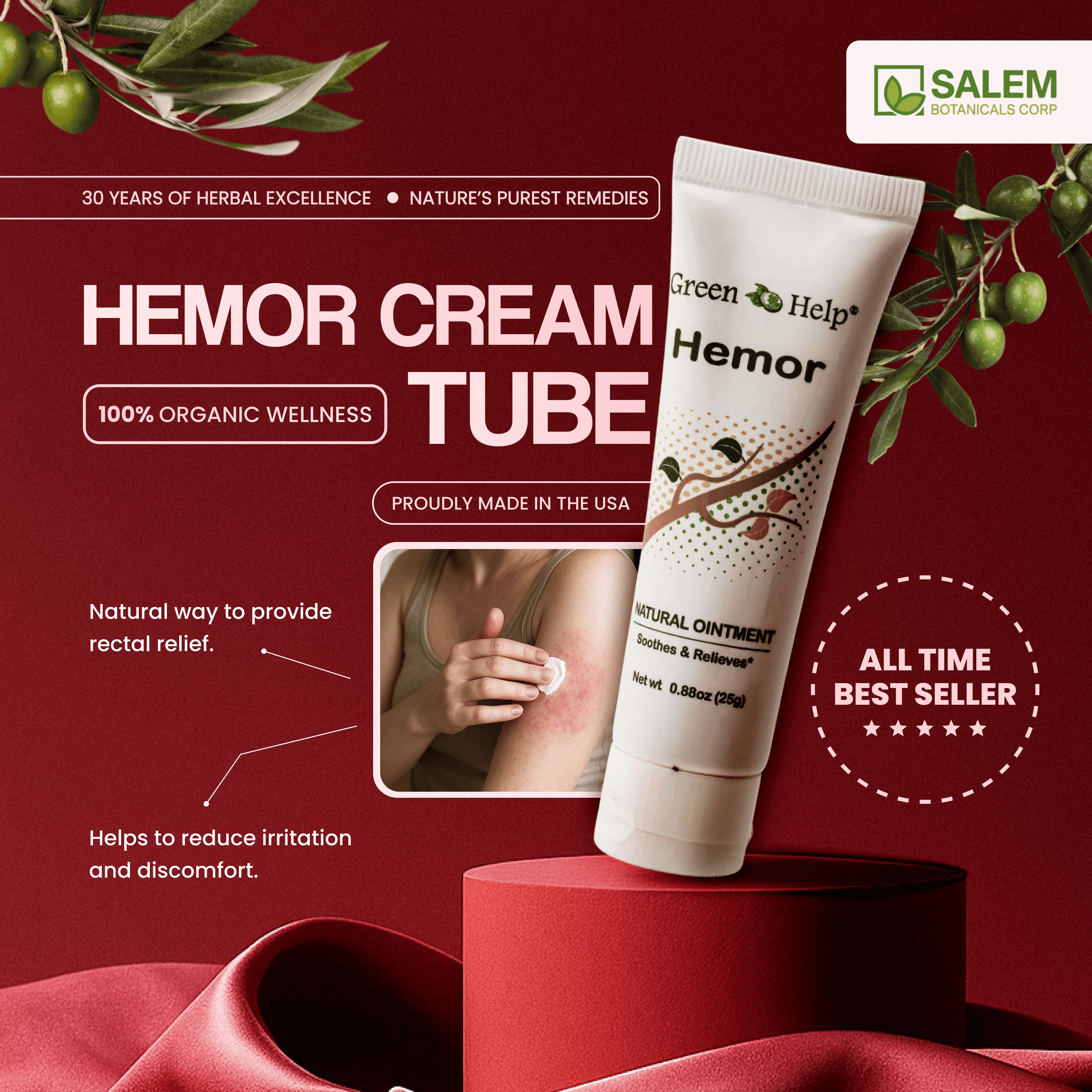 Hemor Cream Tube - 0.88 oz Tube - Soothing Relief for Rectal