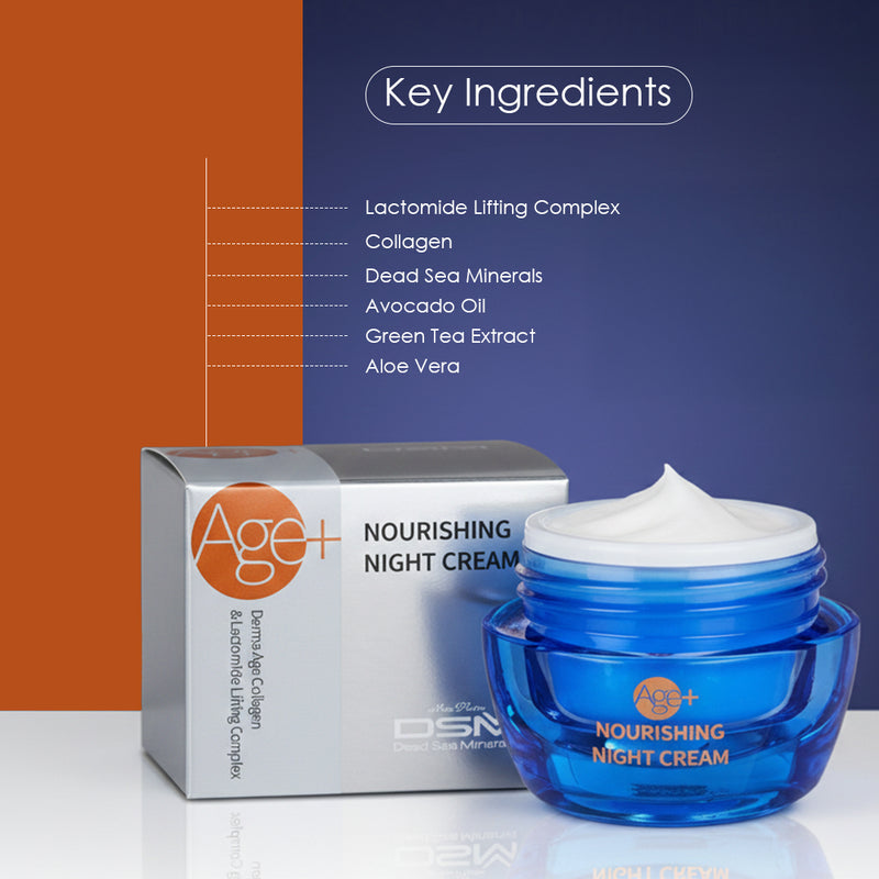 Age+ Dead Sea Anti-Aging Night Cream with Collagen, Hyaluronic Acid & Lactomide Lifting Complex