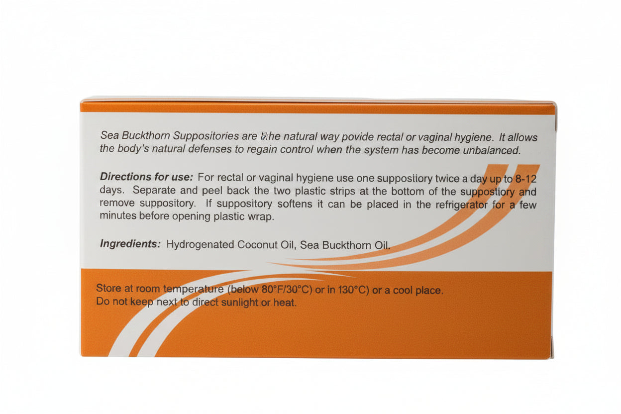 Sea Buckthorn Suppositories -  10 Suppositories - Natural Remedy for Hemorrhoid Relief, Tissue Healing & Inflammation Reduction