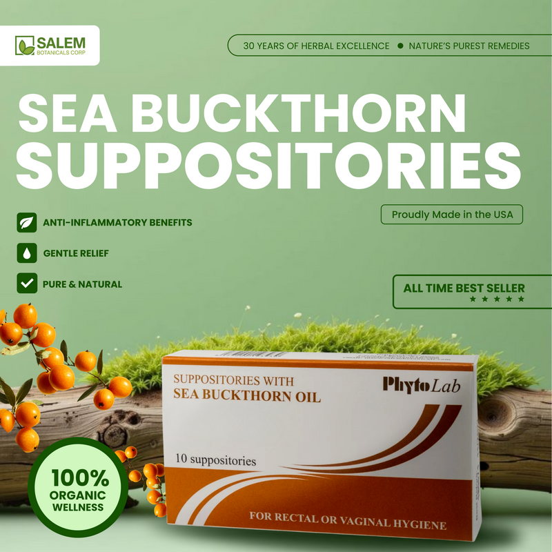 Sea Buckthorn Suppositories | 10-Count Natural Remedy for Hemorrhoid Relief, Tissue Healing & Inflammation Reduction