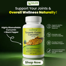 Turmeric Extract with Black Pepper Capsules - 100 Capsules - Supports Healthy Inflammation & Joint Wellness