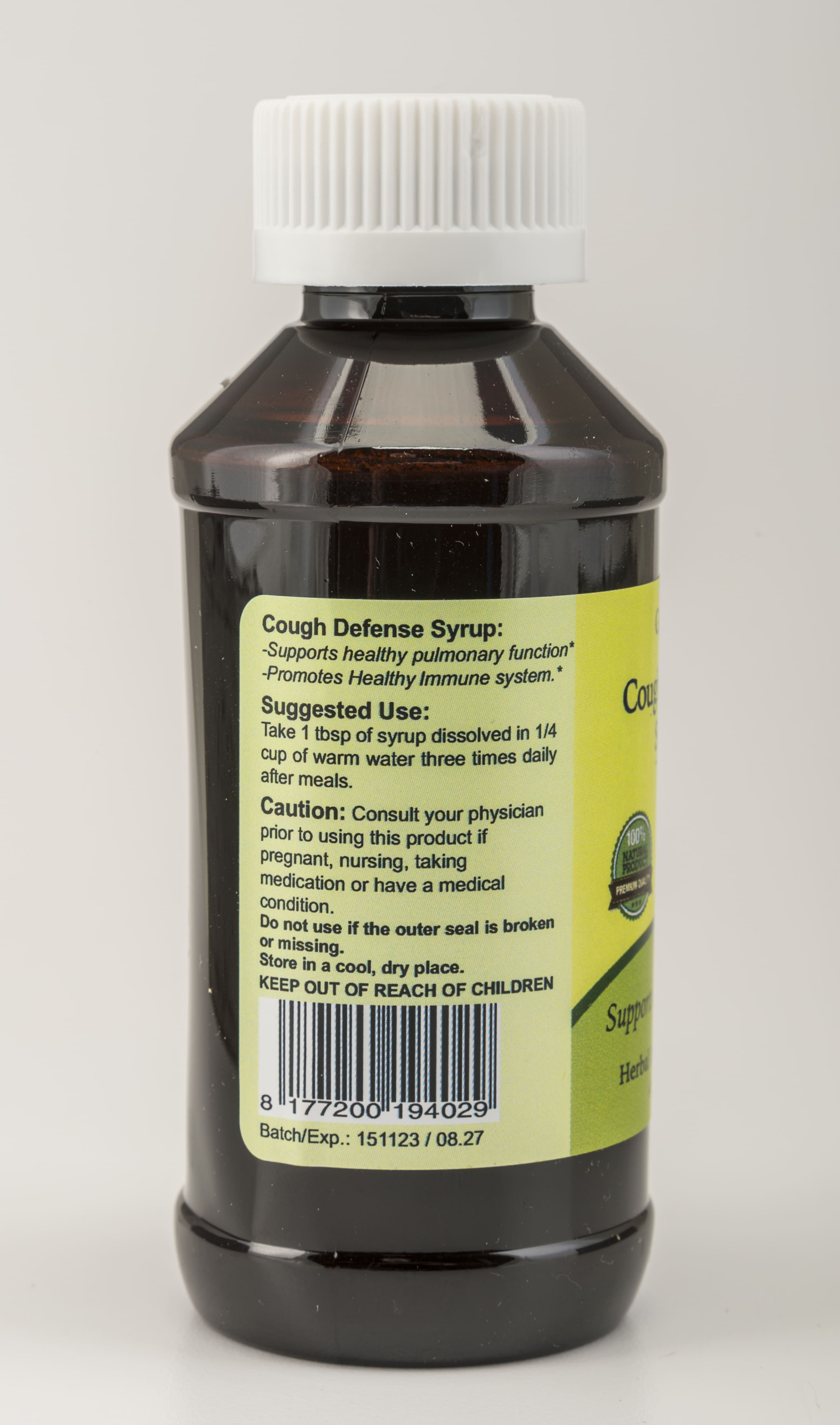 Cough Defense Syrup - 4 fl oz (120 ml) - Supports Respiratory