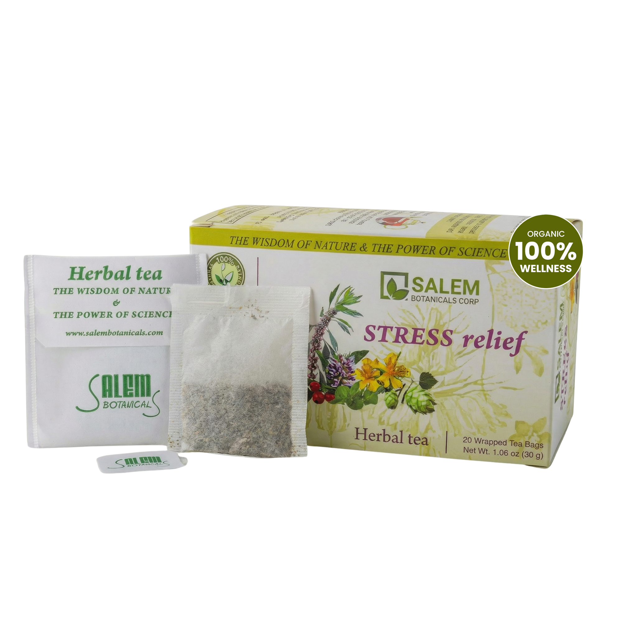 Stress Relief Tea - 20 Tea Bags - Herbal Tea for Calm Mood & Nervous System Balance Support