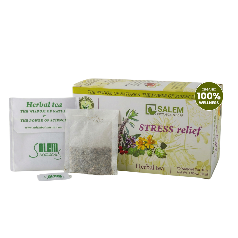 Stress Relief Tea - 20 Tea Bags - Herbal Tea for Calm Mood & Nervous System Balance Support